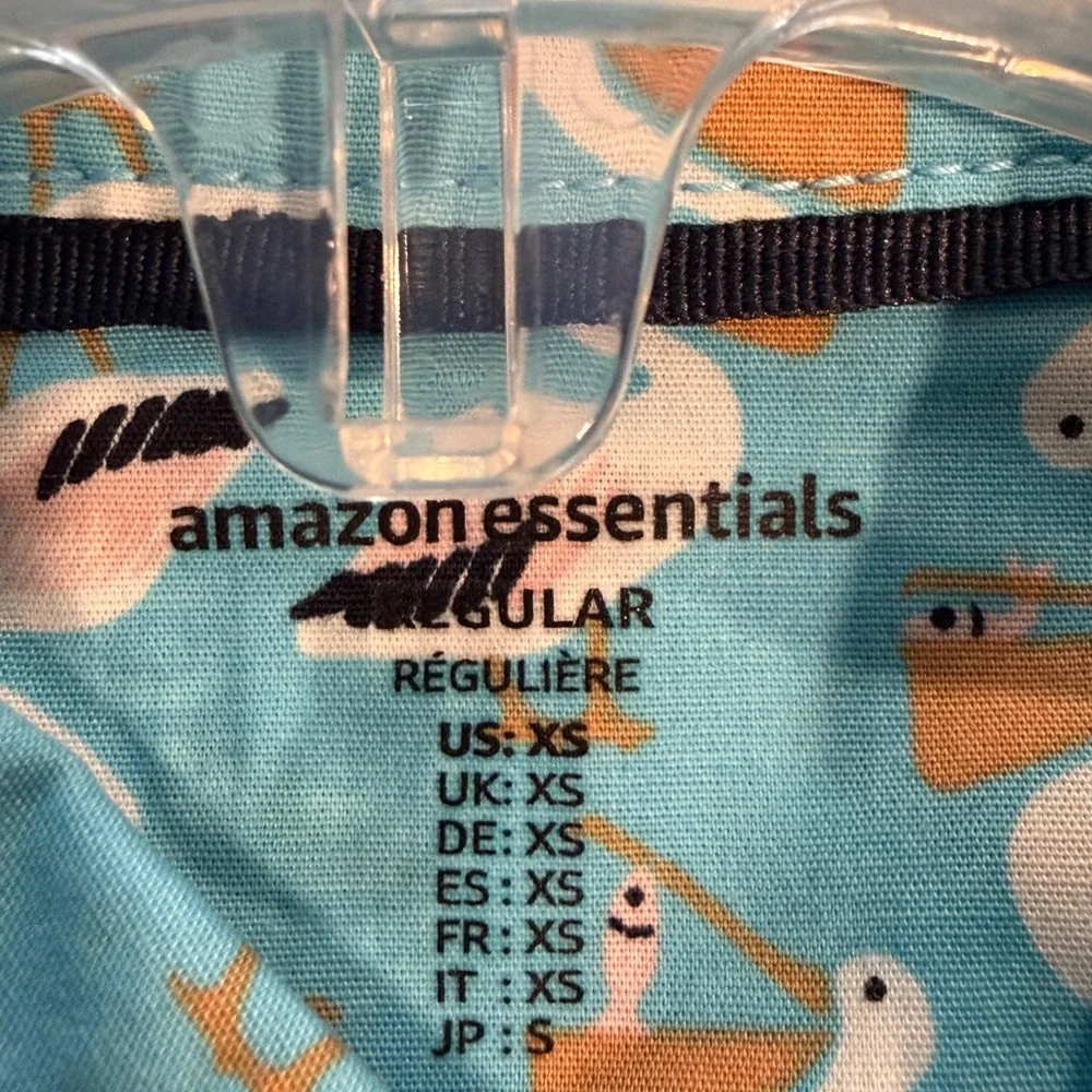 Amazon Essentials Teal Pelican Print Shirt - Picture 6 of 8